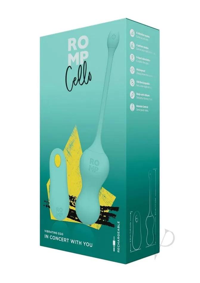 Romp Cello Rechargeable Silicone Vibrating Egg with Remote Control Teal Romp Female Sex Toys Romp Cello Rechargeable Silicone Vibrating Egg with Remote Control Teal Romp Female Sex Toys