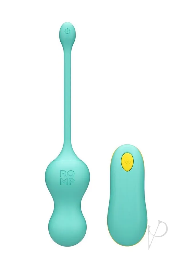 Romp Cello Rechargeable Silicone Vibrating Egg with Remote Control Teal Romp Female Sex Toys