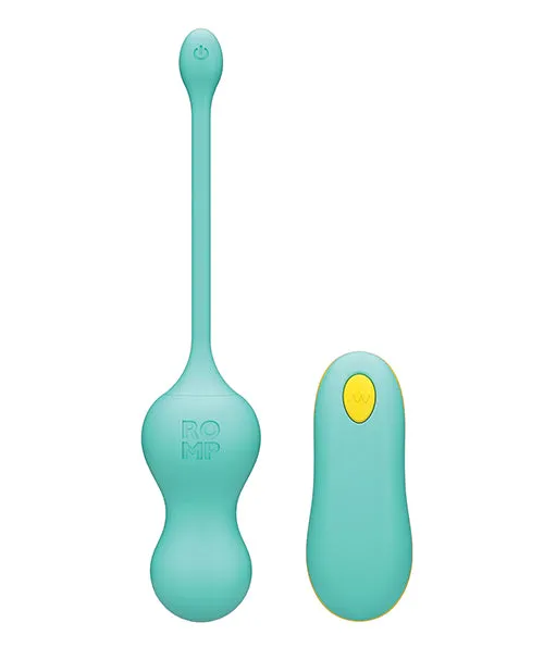 Romp Cello Rechargeable Silicone Vibrating Egg with Remote Control Teal Romp Female Sex Toys