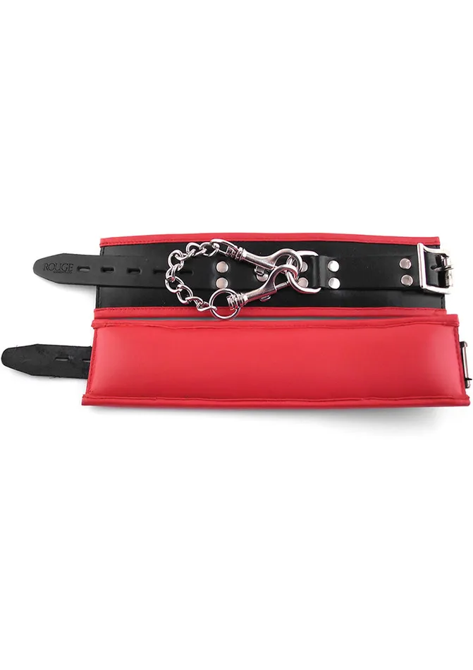 Rouge Padded Leather Adjustable Wrist Cuffs Black and Red Rouge Restraints