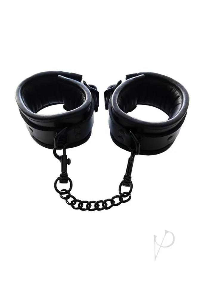 Rouge Padded Leather Wrist Cuffs Black Rouge Restraints