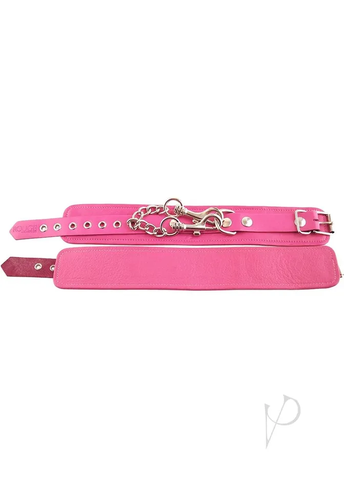 Rouge Plain Leather Adjustable Ankle Cuffs Pink Rouge Restraints