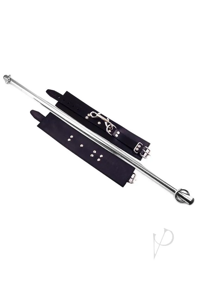 Rouge Restraints Rouge Adjustable Leg Spreader Bar with Leather Cuffs Black