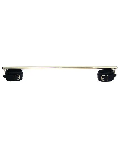 Rouge Restraints Rouge Adjustable Leg Spreader Bar with Leather Cuffs Black