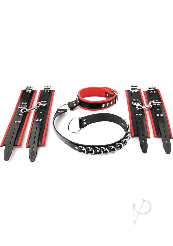 Rouge Restraints Rouge Leather Adjustable D Ring Hogtie Black And Red
