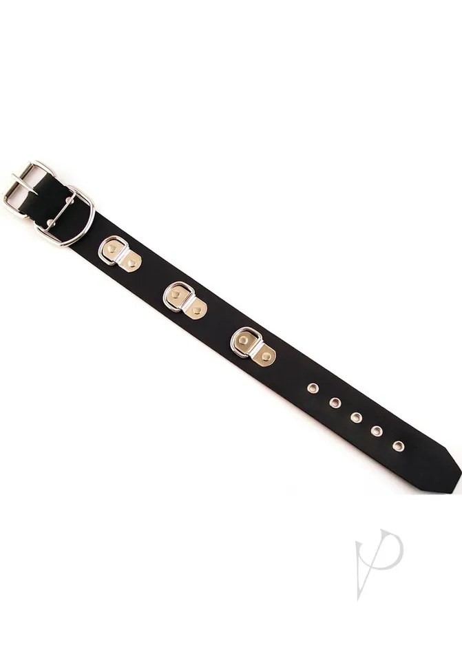 Rouge Rubber Adjustable 3 DRing Coller Black Rouge Male Sex Toys