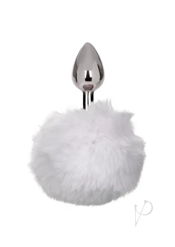 Running Wild Male Sex Toys Running Wild Faux Fur Bunny Tail and Metallic Anal Plug White