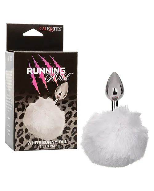 Running Wild Male Sex Toys Running Wild Faux Fur Bunny Tail and Metallic Anal Plug White