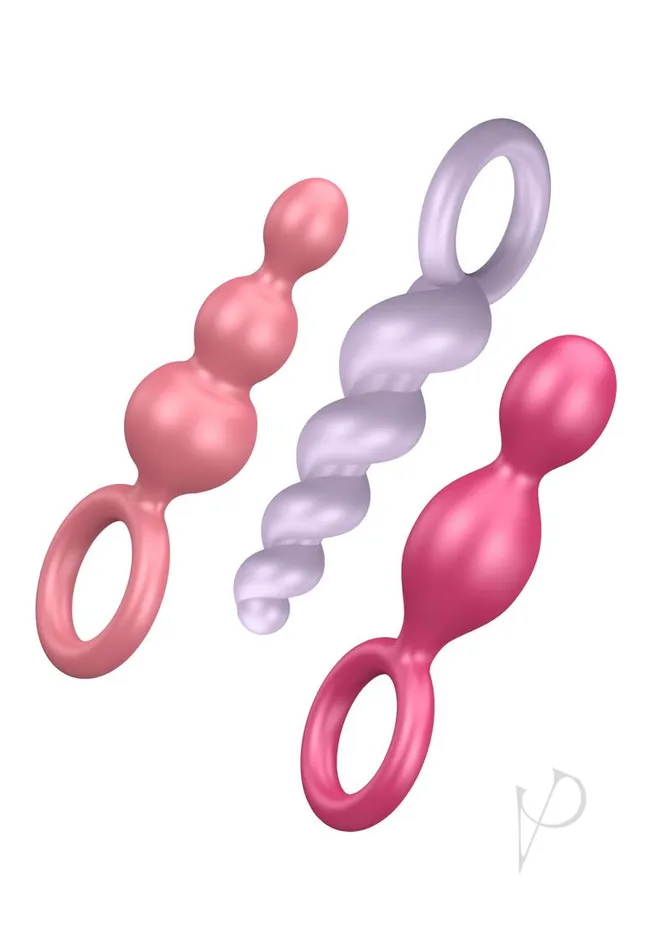 Satisfyer Anal Satisfyer Booty Call Silicone Textured Anal Plugs Assorted Colors 3 Each Per Set