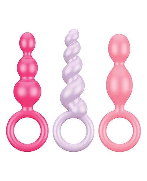 Satisfyer Anal Satisfyer Booty Call Silicone Textured Anal Plugs Assorted Colors 3 Each Per Set