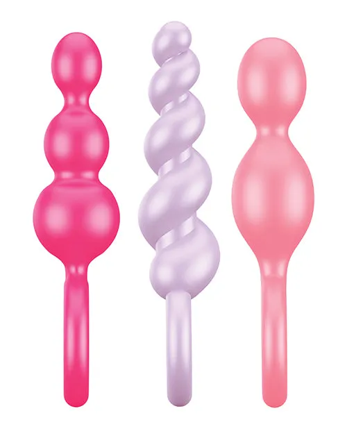 Satisfyer Anal Satisfyer Booty Call Silicone Textured Anal Plugs Assorted Colors 3 Each Per Set