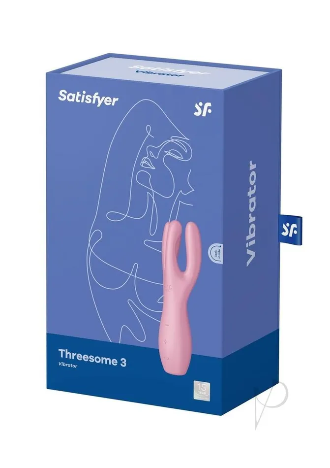 Satisfyer Satisfyer Threesome 3 Rechargeable Silicone Stimulator Pink Vibrators Satisfyer Satisfyer Threesome 3 Rechargeable Silicone Stimulator Pink Vibrators