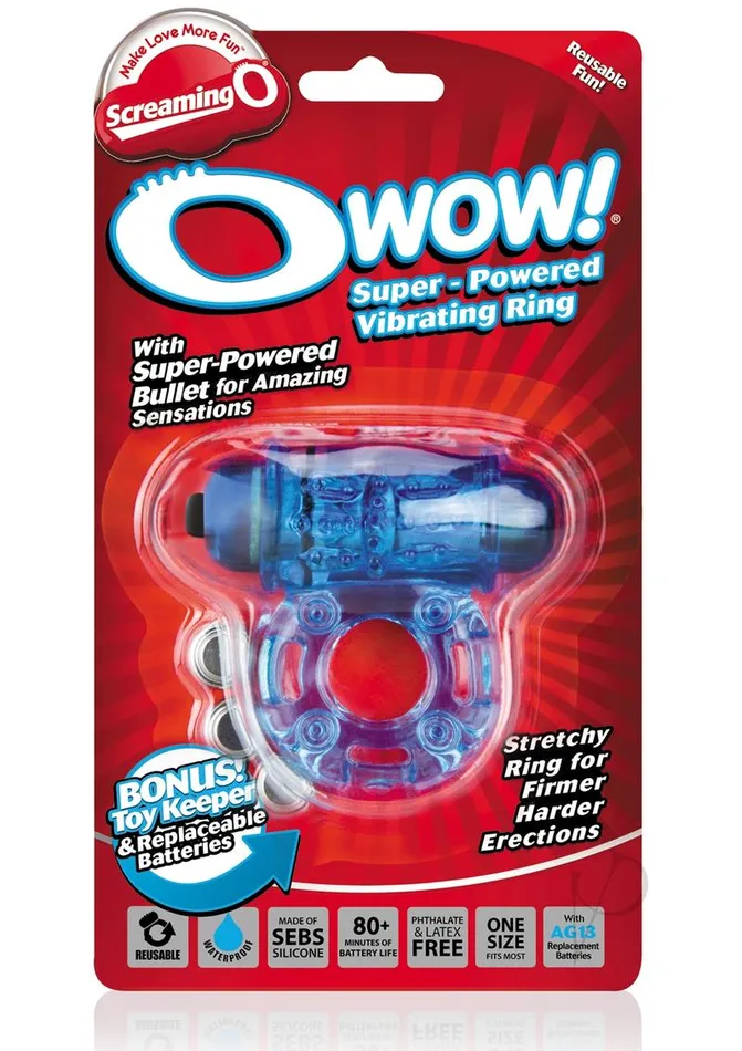 SCREAMING O O Wow Vibrating Ring Blue Male Sex Toys