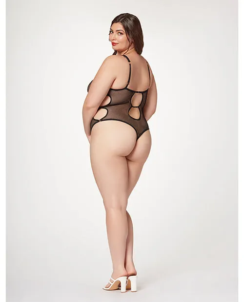 Seven Til Midnight Fishnet Strappy High Cut Leg Teddy Black 1X2X Anal