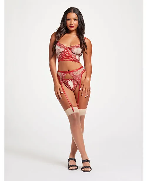 Sheer Stretch Mesh wFloral Contrast Embroidery Bustier Garter Belt Thong RedNude XL Seven Til Midnight Vibrators Sheer Stretch Mesh wFloral Contrast Embroidery Bustier Garter Belt Thong RedNude XL Seven Til Midnight Vibrators