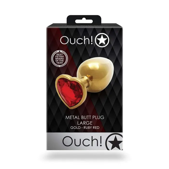Shots Toys Anal OUCH Heart Gem Gold Butt Plug Large