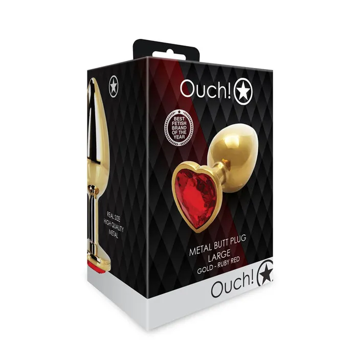 Shots Toys Anal OUCH Heart Gem Gold Butt Plug Large