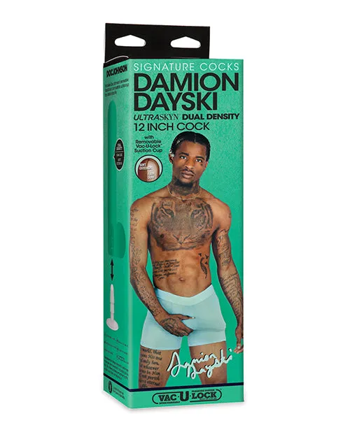 Signature Cocks Signature Cocks Ultraskyn Damion Dayski Dildo with Removable Suction Cup 12in Chocolate Female Sex Toys
