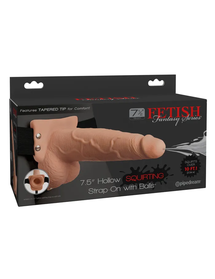 SimpleeDiscreet Fetish Fantacy 75 in Hollow Squirting Strapon W Balls Flesh Female Sex Toys