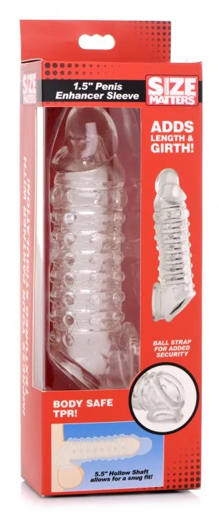 SimpleeDiscreet Male Sex Toys Size Matters 15in Penis Enhancer Sleeve Clear