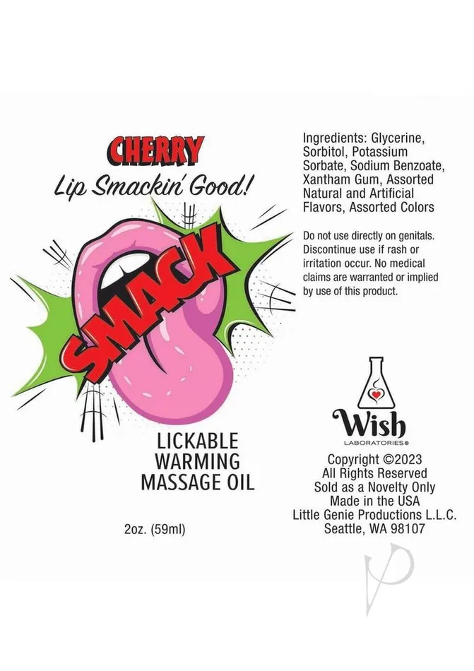 Smack Couples Smack Lickable Massage Oil 2oz Cherry Smack Couples Smack Lickable Massage Oil 2oz Cherry