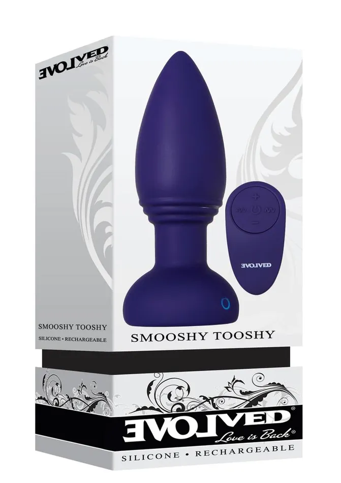 Smooshy Tooshy Rechargeable Silicone Anal Plug with Remote Control Navy Blue Evolved Male Sex Toys Smooshy Tooshy Rechargeable Silicone Anal Plug with Remote Control Navy Blue Evolved Male Sex Toys