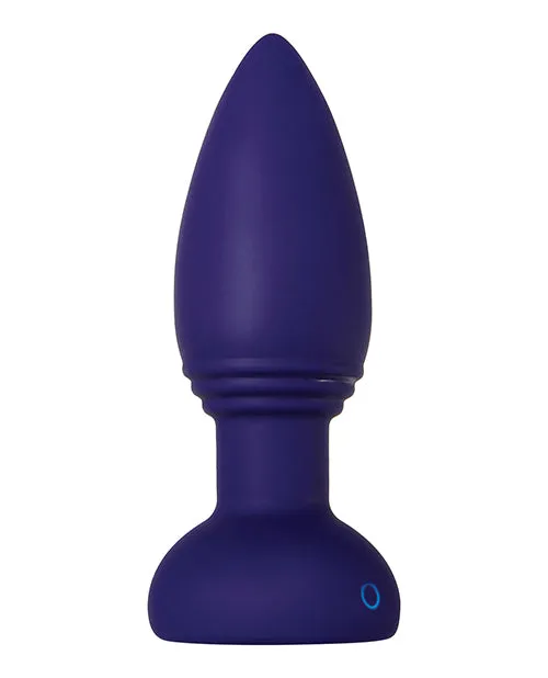 Smooshy Tooshy Rechargeable Silicone Anal Plug with Remote Control Navy Blue Evolved Male Sex Toys