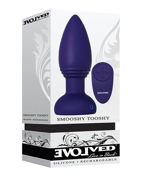 Smooshy Tooshy Rechargeable Silicone Anal Plug with Remote Control Navy Blue Evolved Male Sex Toys