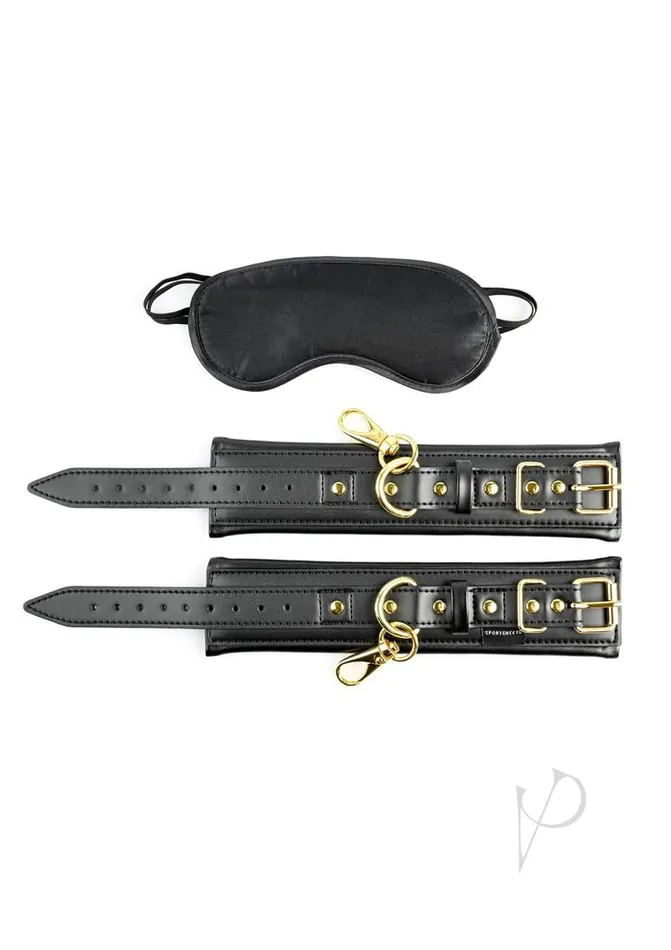 Sportsheets Anal Cuffs and Blindfold Set Special Edition BlackGold Sportsheets Anal Cuffs and Blindfold Set Special Edition BlackGold