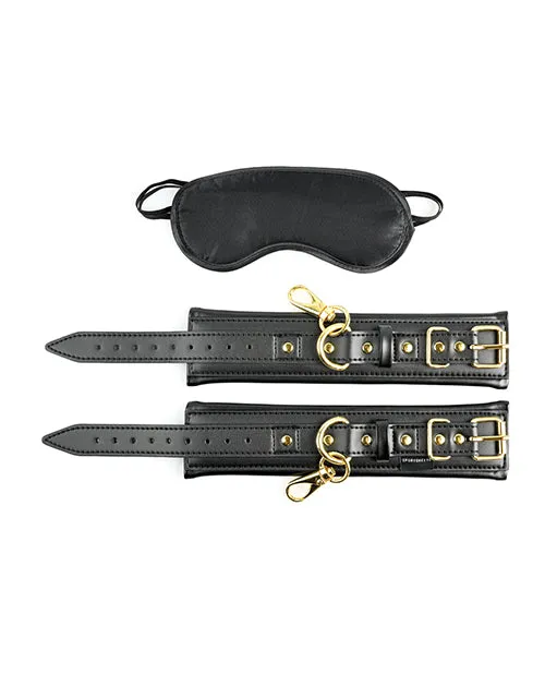 Sportsheets Anal Cuffs and Blindfold Set Special Edition BlackGold Sportsheets Anal Cuffs and Blindfold Set Special Edition BlackGold