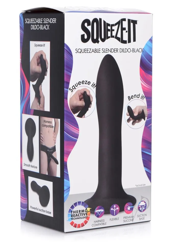 Squeeze It SqueezeIt Squeezable Slender Silicone Dildo 53in Black Dildos