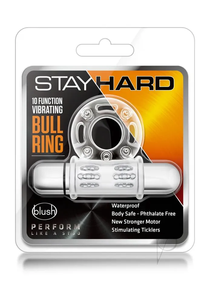 Stay Hard Vibrating Mega Bull Cock Ring Clear Stay Hard Male Sex Toys