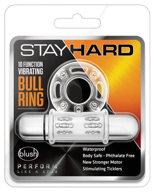 Stay Hard Vibrating Mega Bull Cock Ring Clear Stay Hard Male Sex Toys