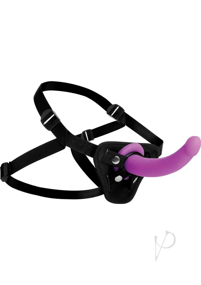Strap U Female Sex Toys Strap U Navigator Silicone GSpot 7in Dildo with Harness Purple
