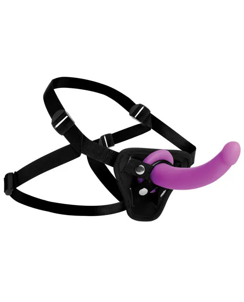 Strap U Female Sex Toys Strap U Navigator Silicone GSpot 7in Dildo with Harness Purple