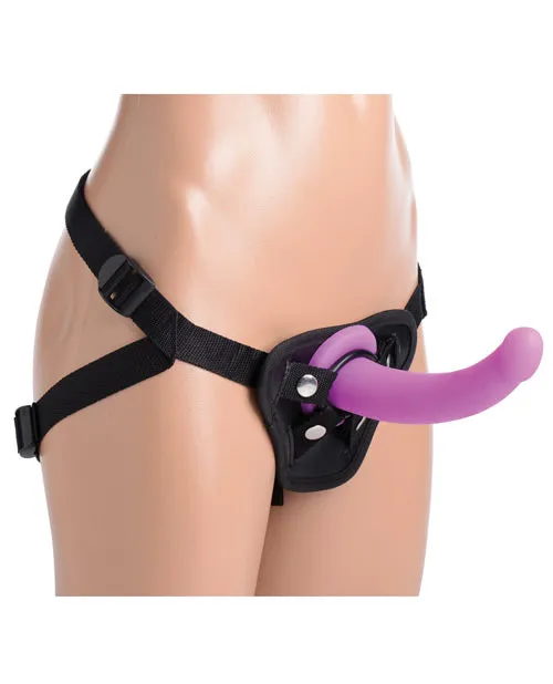 Strap U Female Sex Toys Strap U Navigator Silicone GSpot 7in Dildo with Harness Purple