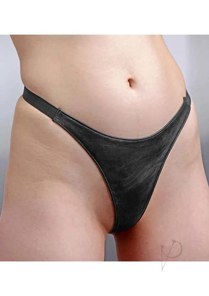 Strict Restraints Strict Leather Spiked Leather Thong Panties Small Black