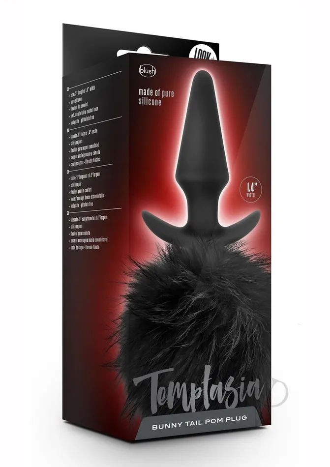 Temptasia Anal Temptasia Bunny Tail Pom Silicone Butt Plug Black