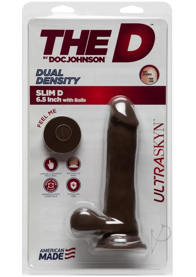 The D Female Sex Toys The D Slim D Ultraskyn Dildo with Balls 65in Chocolate The D Female Sex Toys The D Slim D Ultraskyn Dildo with Balls 65in Chocolate