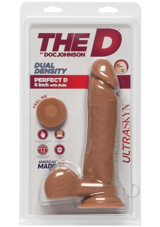 The D Perfect D Ultraskyn Dildo with Balls 8in Caramel The D Female Sex Toys The D Perfect D Ultraskyn Dildo with Balls 8in Caramel The D Female Sex Toys