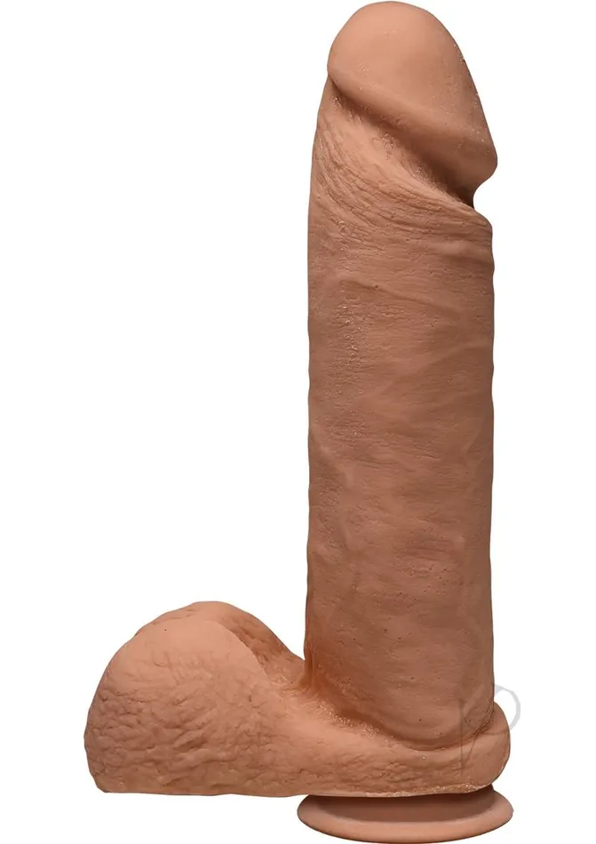 The D Perfect D Ultraskyn Dildo with Balls 8in Caramel The D Female Sex Toys