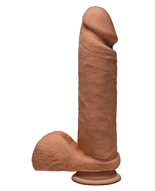 The D Perfect D Ultraskyn Dildo with Balls 8in Caramel The D Female Sex Toys