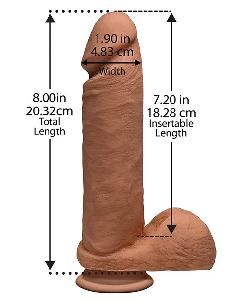 The D Perfect D Ultraskyn Dildo with Balls 8in Caramel The D Female Sex Toys