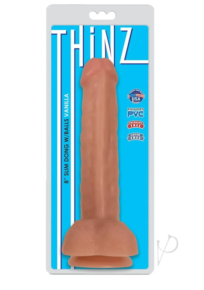 Thinz Slim Dong with Balls 8in Vanilla Thinz Dildos