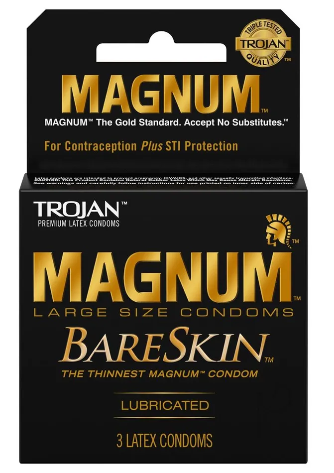 Trojan Magnum Bareskin Lubricated Latex Condoms 3Pack Large Trojan Male Sex Toys Trojan Magnum Bareskin Lubricated Latex Condoms 3Pack Large Trojan Male Sex Toys