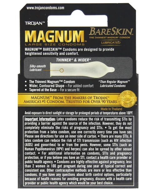Trojan Magnum Bareskin Lubricated Latex Condoms 3Pack Large Trojan Male Sex Toys