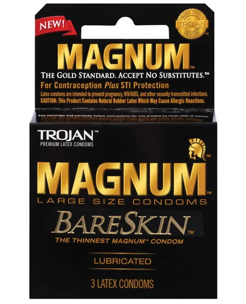 Trojan Magnum Bareskin Lubricated Latex Condoms 3Pack Large Trojan Male Sex Toys
