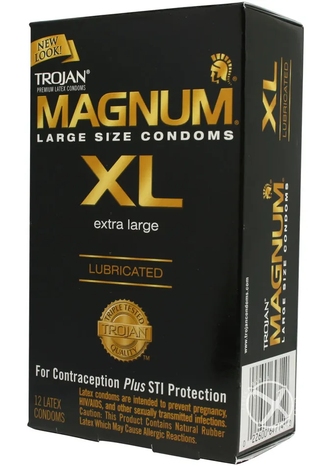 Trojan Trojan Condom Magnum Extra Large Lubricated 12 Pack Male Sex Toys
