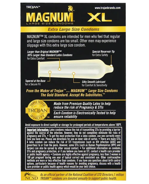 Trojan Trojan Condom Magnum Extra Large Lubricated 12 Pack Male Sex Toys Trojan Trojan Condom Magnum Extra Large Lubricated 12 Pack Male Sex Toys