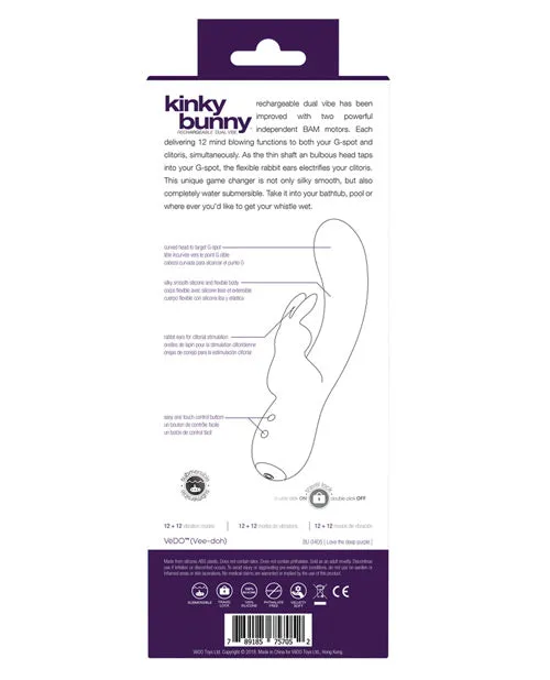 VeDO Kinky Bunny Plus Rechargeable Dual Vibe Deep Purple Vedo Vibrators